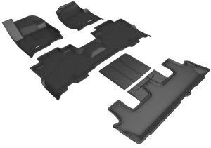 Ford Expedition Floor Mat Set - Front + Rear - 3D MAXpider - KAGU Series - Black - `18-`24 Ford Expedition Floor Mat Set - Front + Rear - 3D MAXpider - KAGU Series - Black - `18-`24